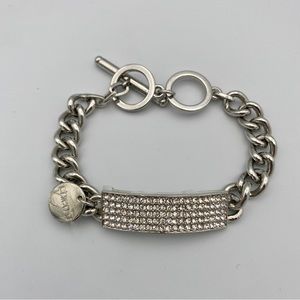 Chicos Sterling Silver Large Chain Bracelet Gemmed Bar